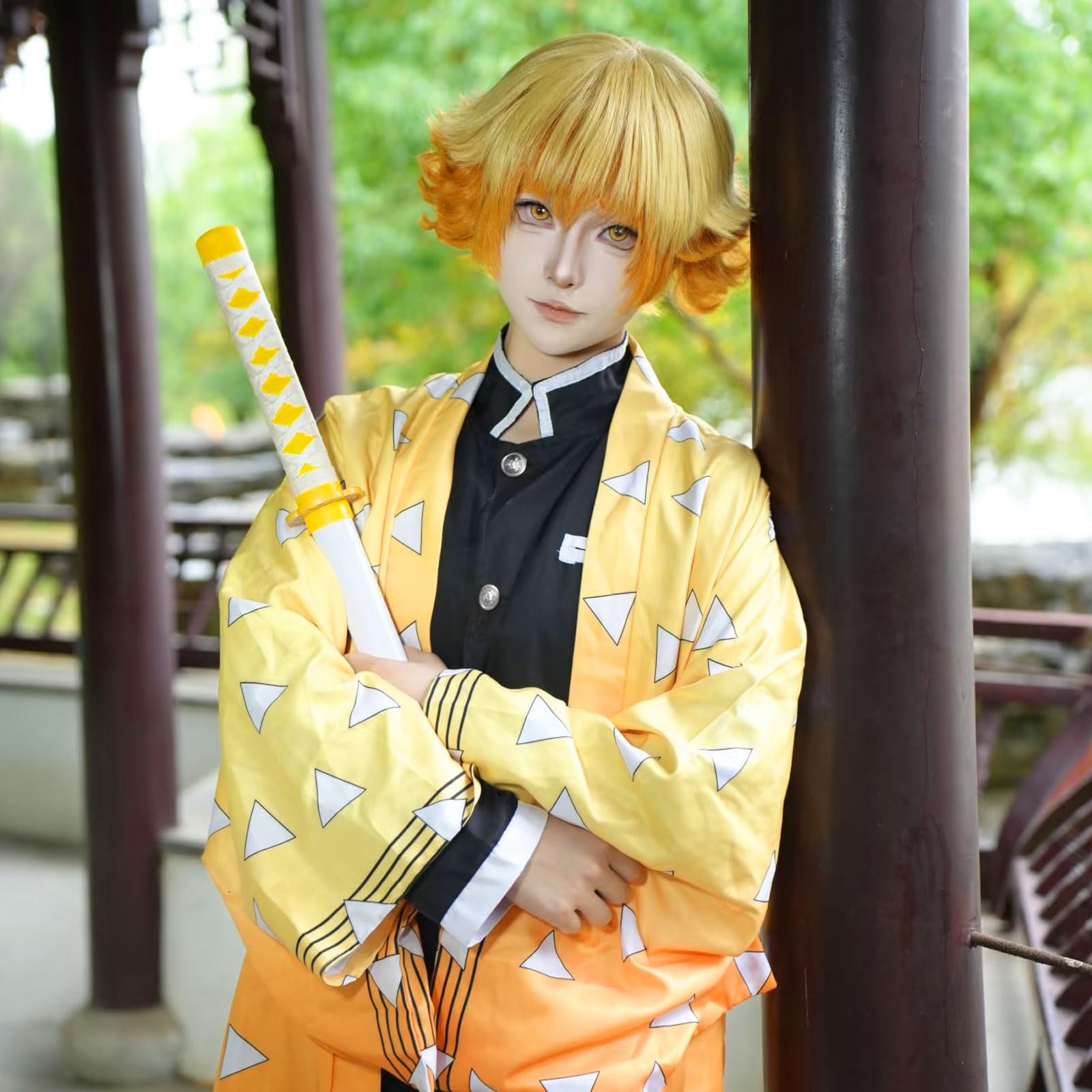 Bocguy Disfraz de Anime, Giyuu/Shinobu/Mitsuri/Muichirou/Tanjiro/Nezuko/Zenitsu Cosplay, Uniforme de Kimono de Personaje de Anime para Carnaval, Halloween, Fiesta de Cosplay, Convenciones de Anime