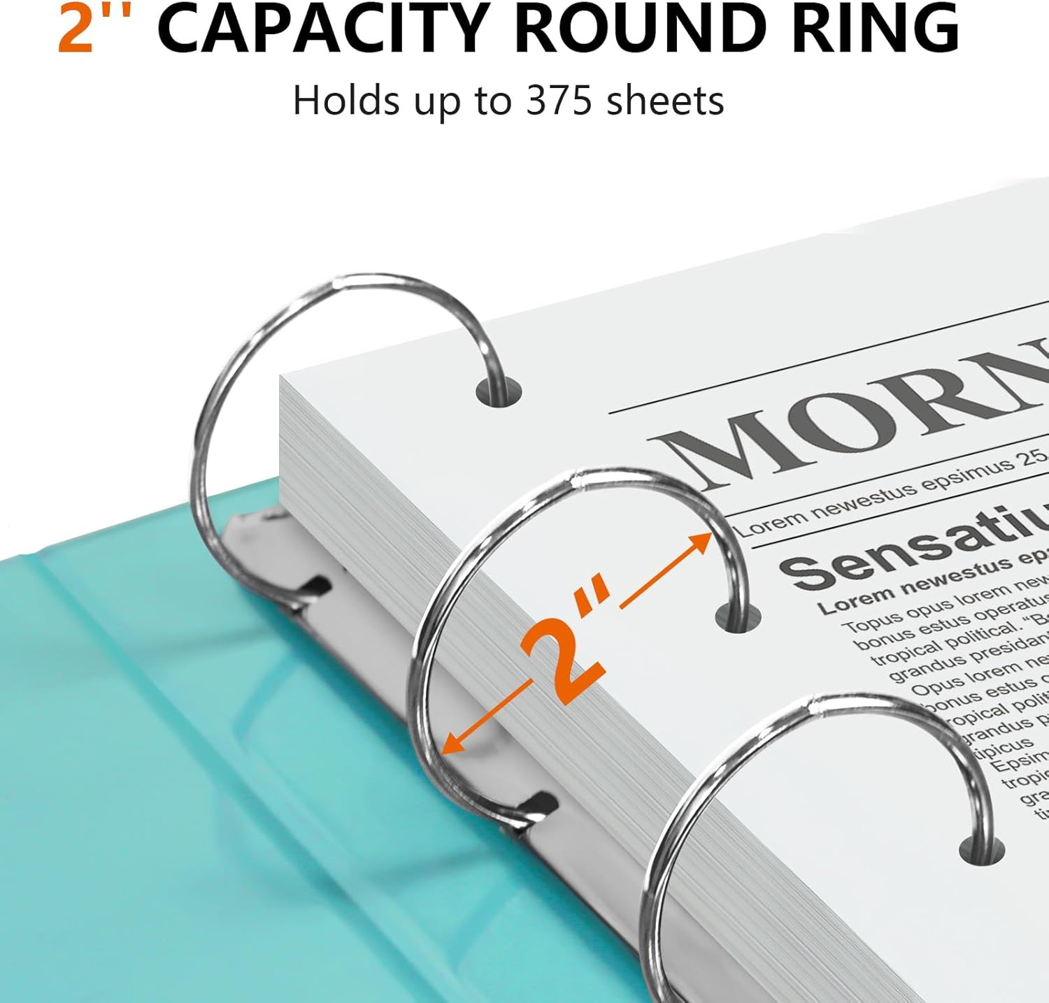 Mini 3 Ring Binder 5.5 x 8.5, 2-Inch Binder, Round Ring, Blue, 2 Pack