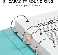 Vista 4 de Carpeta pequeña de 3 anillas de 5.5 x 8.5 pulgadas, carpeta de 2 pulgadas, anillo redondo, azul, paquete de 2