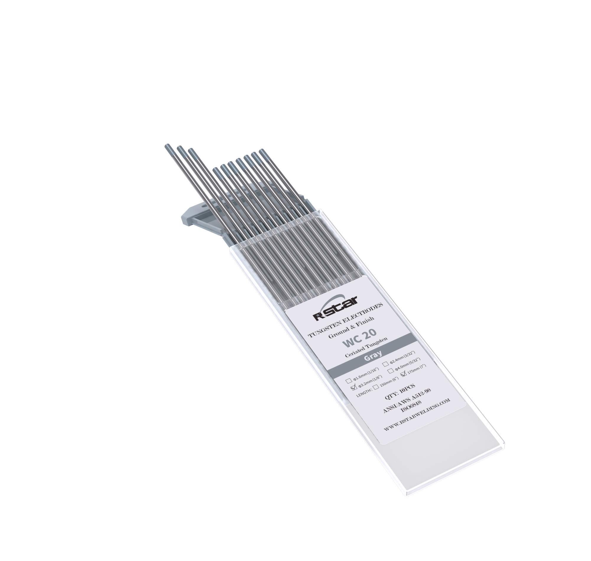 Électrodes de tungstène Ø3.2 *175MM 10PC WC20 cérium grises pour poste TIG