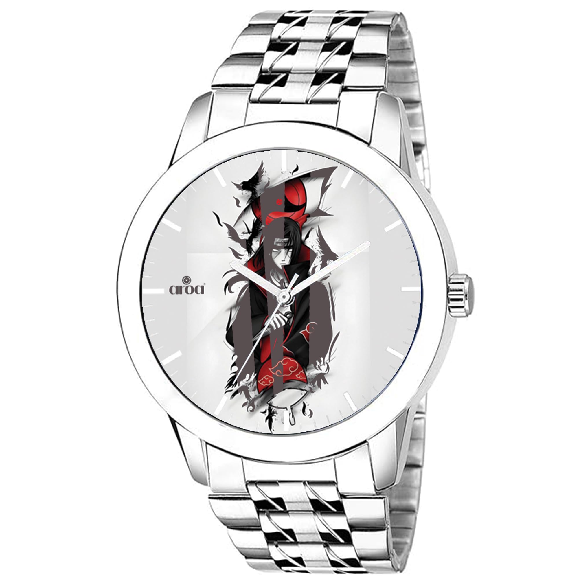 AROA Watch for Men with Itachi Uchiha Black Design Watch Model :S/1/46 in Steel Metal Type Stainless Steel Strap Analog Watch Whtie Dial for Men Stylish Watch for Boys (B0D2LKXHR8) Amazon Price History, Amazon Price Tracker