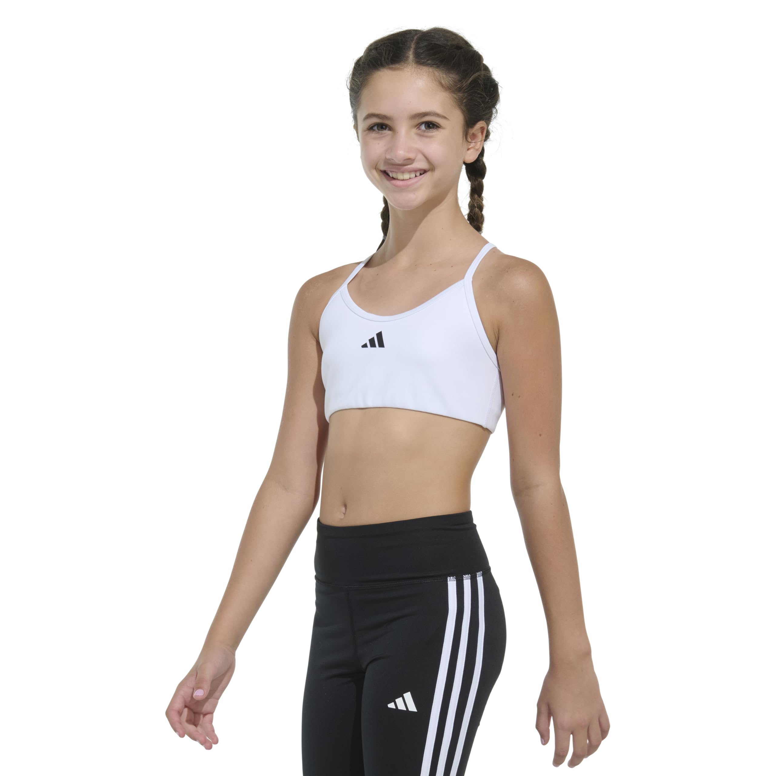 Adidas Wyściełany biustonosz sportowy Y Back Bra, Biały, Large Girl