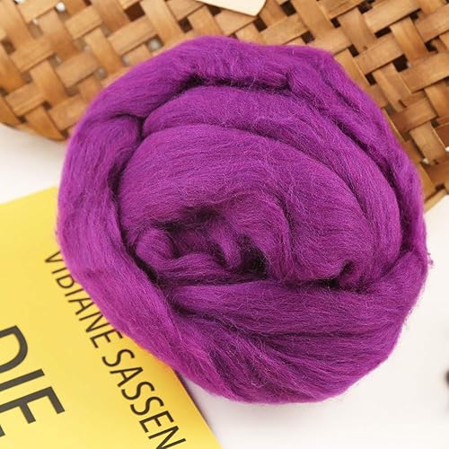 Vista 51 de 3.53 oz lana Roving, suministros de fieltro de lana, lana pura, hilo grueso, hilado de lana giratoria para fieltro de aguja, fieltro húmedo, Blanco
