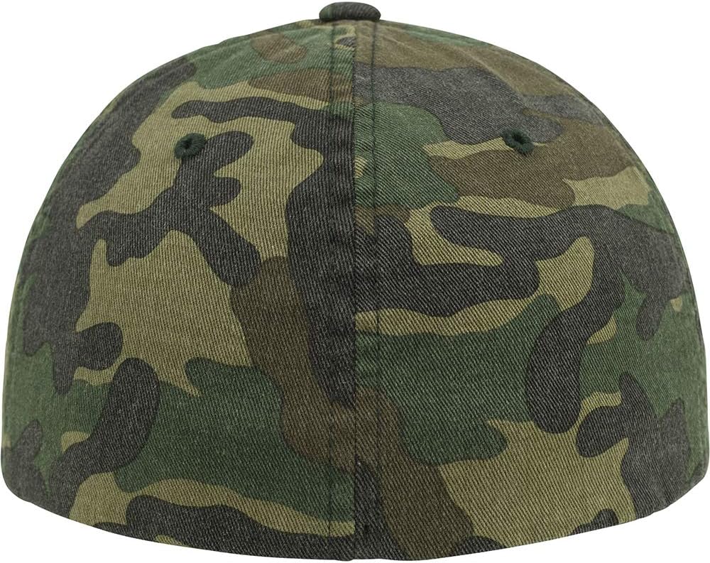 Flexfit Garment Washed Camo Baseball Cap (S/M) (Green Camo)