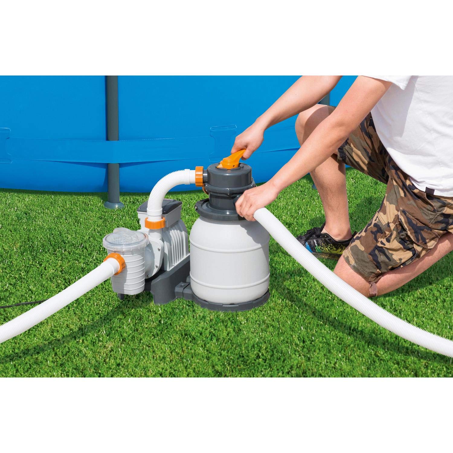 Bestway Flowclear - Filtro de arena con temporizador, 5678 l/h, color gris