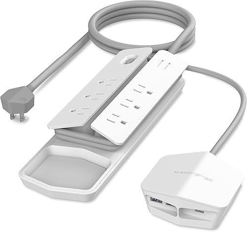 Miniatura 17 de Monster Power Center Vertex XL Protector de sobretensiones con regleta de alimentación desmontable, 10 salidas de CA, 2 puertos USB-A y 1 puerto