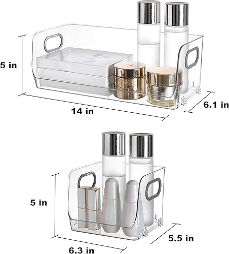 Miniatura 2 de Skywin Contenedores de almacenamiento transparentes apilables para despensa (2 pequeños + 2 grandes), organizadores de acrílico transparente y