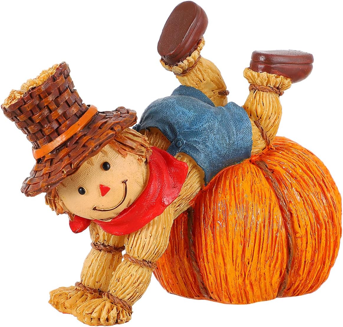 PRETYZOOM Halloween Pumpkin Scarecrow Decoration 5.3 Inch Thanksgiving Festival Ornament for Halloween Thanksgiving Indoor Outdoor Decor Autumn Figurine