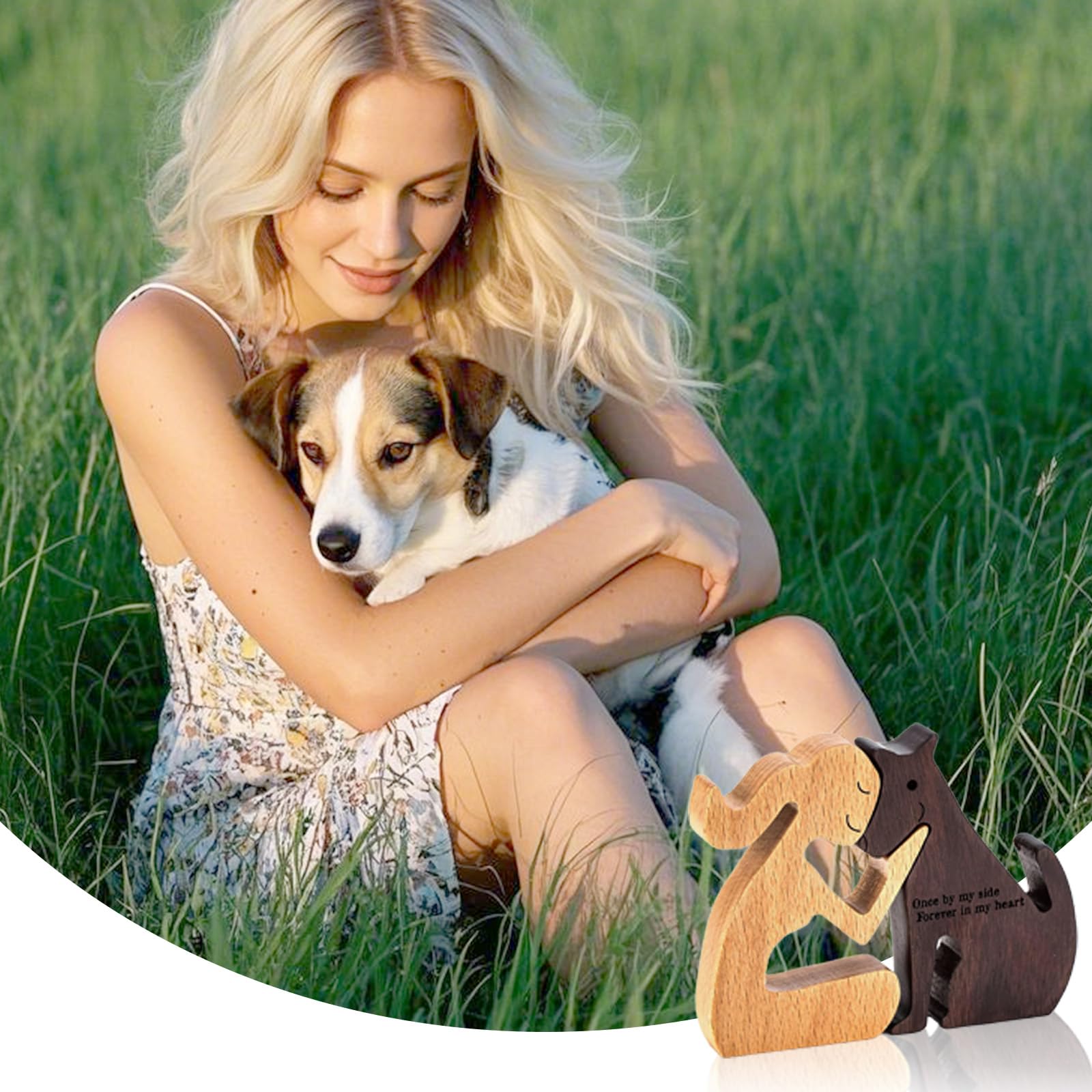 Houten sculptuur ornamenten, familie-puppy houtsnijwerk, hondenfiguren, abstracte stijl mensen met hondenbeeldje, handgesneden figuur, creatieve geschenken hond (stijl D Houten sculptuur ornamenten, familie-puppy houtsnijwerk, hondenfiguren, abstracte stijl mensen met hondenbeeldje, handgesneden figuur, creatieve geschenken hond (stijl D