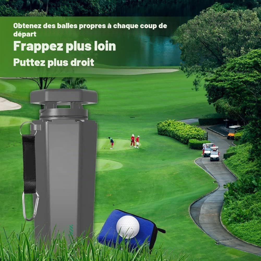 ZYWUOY Rondelle de balle de golf, nettoyeur de balle de golf portable avec serviette, kit de nettoyage multifonction pour club de golf, sacs ou chariots de golf