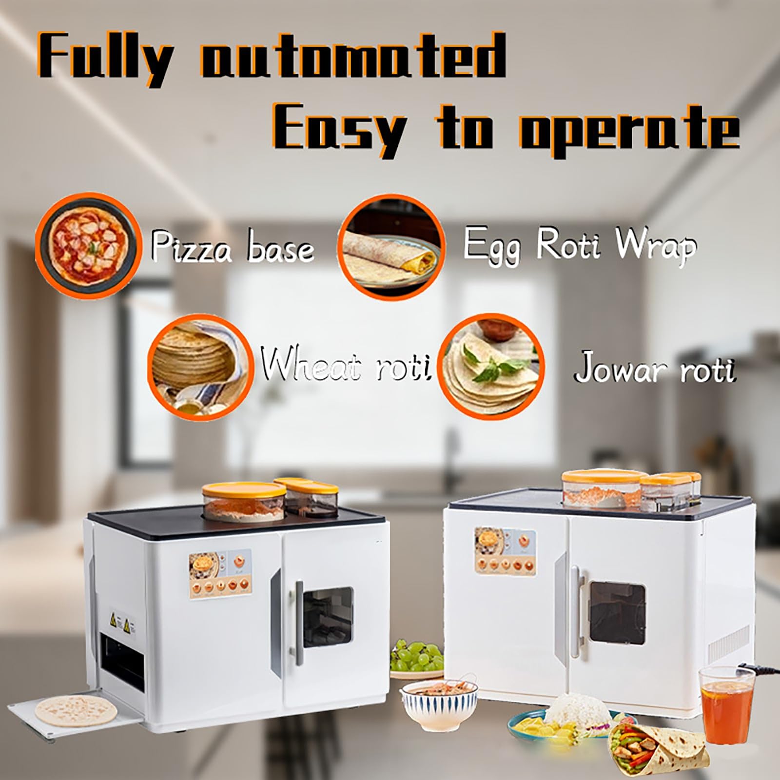 Automatyczny wypiekacz do roti, inteligentne urządzenie do chapati i tortilli z ekranem LED, elektryczny wypiekacz z obsługą jednym dotknięciem, łatwy w obsłudze, z możliwością personalizacji