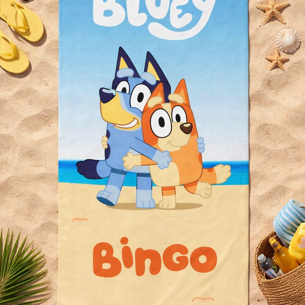Bluey & Bingo Beach Towel Kids Swim Bath Towels For Children Boys Girls