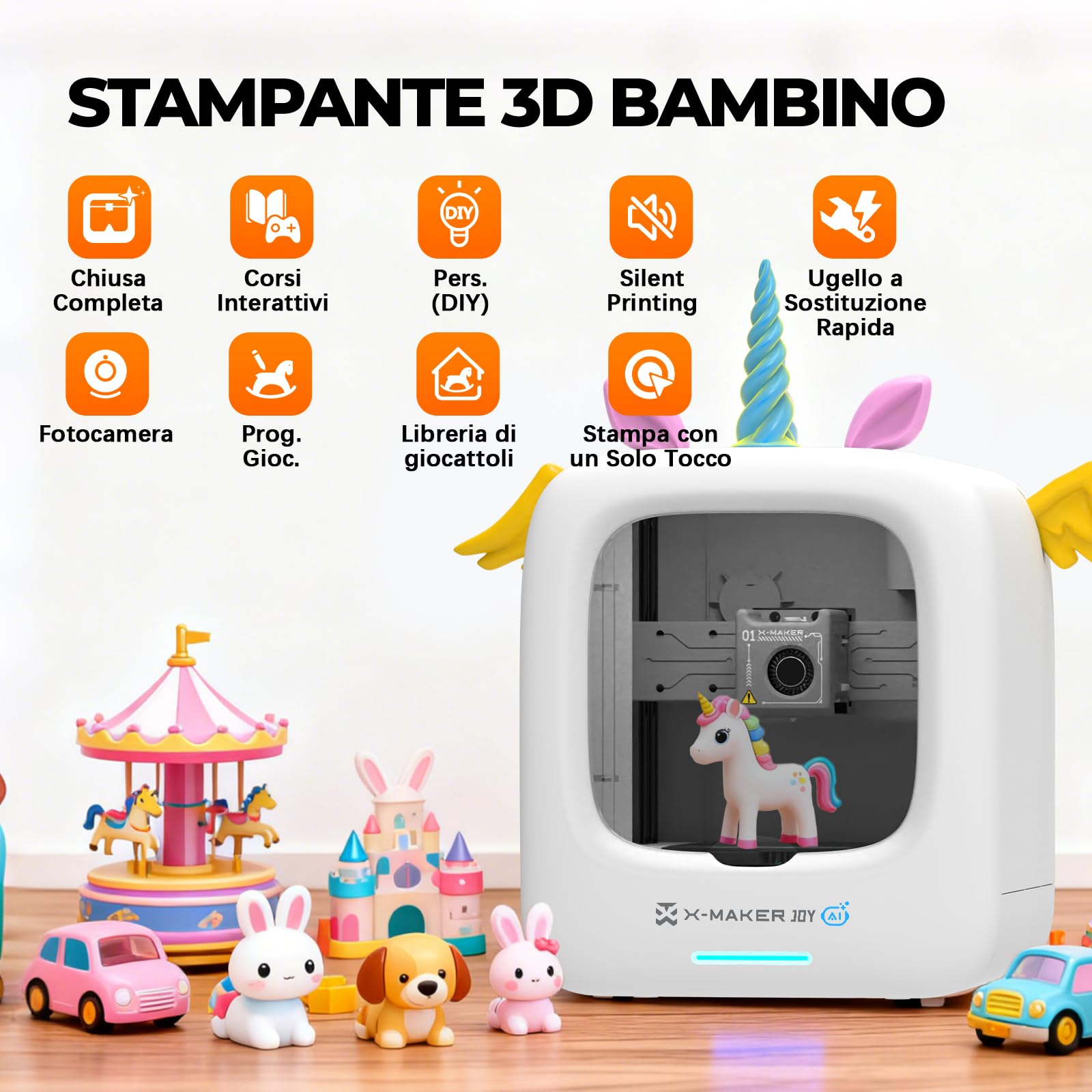 Stampa 3D AI per Bambini Kit 8 Filamenti Funzioni AI+ - Dettaglio