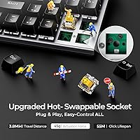 Vista 13 de RisoPhy Teclado mecánico para juegos, RGB de 104 teclas ultradelgado con retroiluminación LED USB con interruptor azul, teclas ABS duraderas, Negro