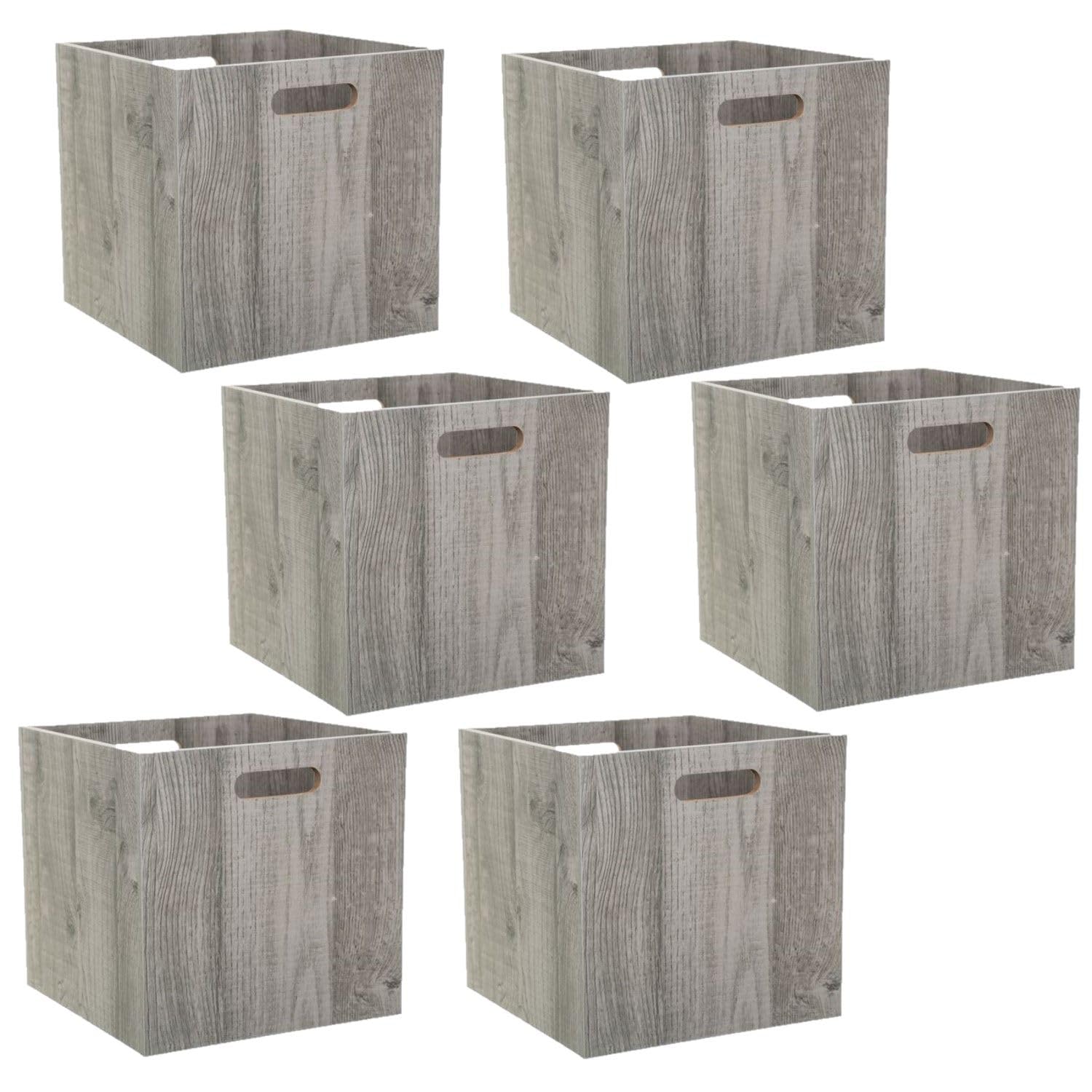 Toilinux.com – Juego de 6 cajas de almacenamiento de madera Mix n' modul – 30 x 30 cm – Color roble gris