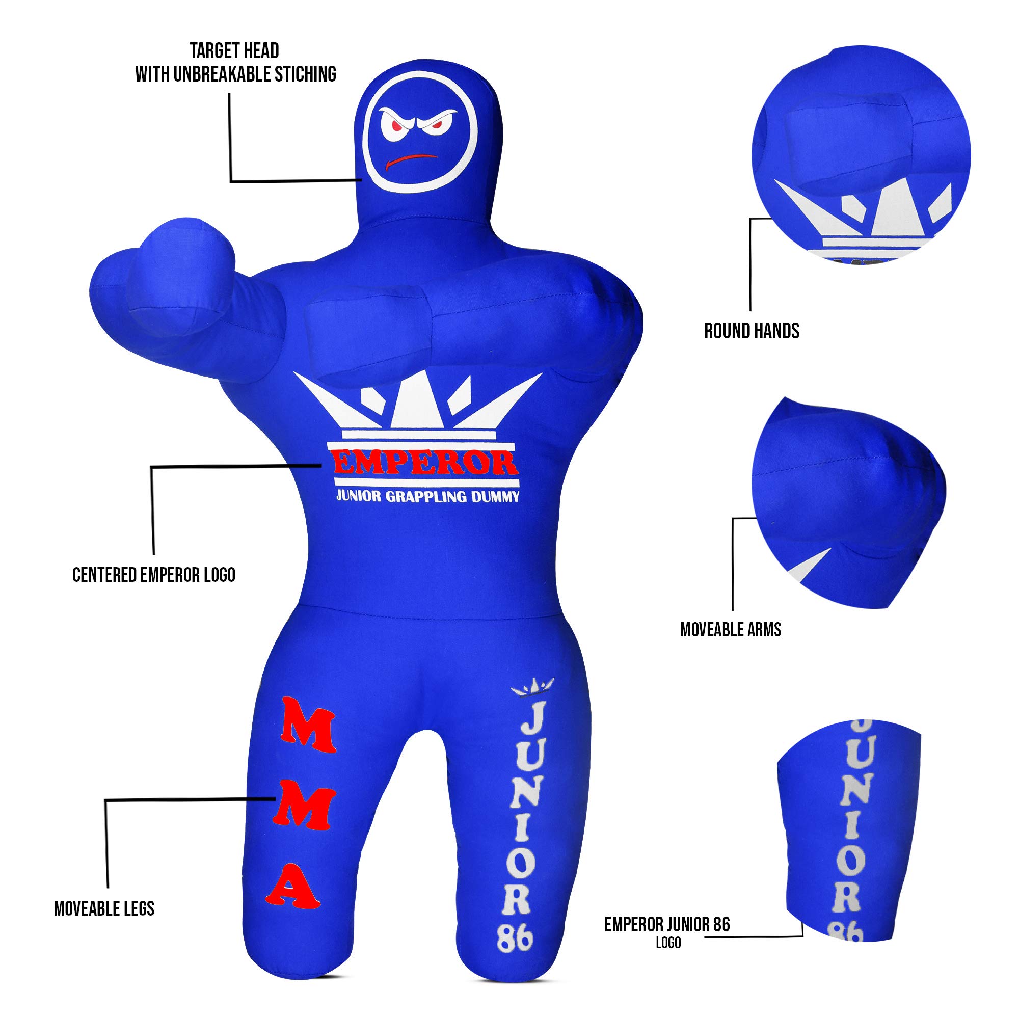 Emperor Ciuccio per bambini per MMA, boxe, BJJ, Judo, blu (non riempito, tela, 100 cm, L, 36,3 kg, unisex, età 3+, EMX)