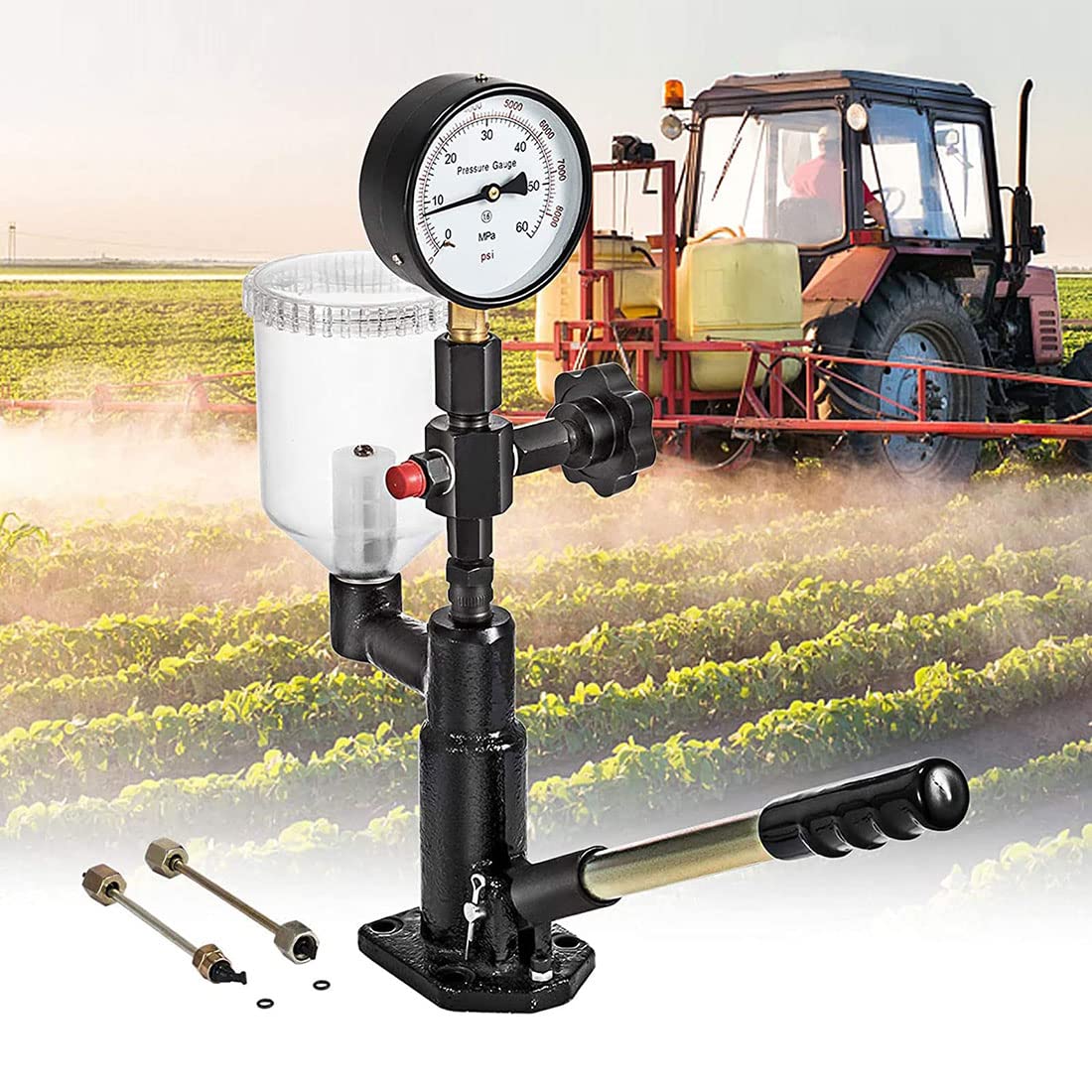 FENOKD Fuel Pressure Tester 4000ml Heavy Duty Diesel Injector Tester Diesel with Dual Scale Pressure Gauge to Adjust Injector Pressure, 400bar 6000PSI