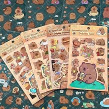 Capybara Kawaii Stickers Pack – 300+ Cute Aesthetic PET Waterproof Self-Adhesive Stickers, 24 Sheets Japanese Style Scrapbook Stickers for Journaling, Laptop, Phone, Diary, DIY Crafts for Kids & Teens
