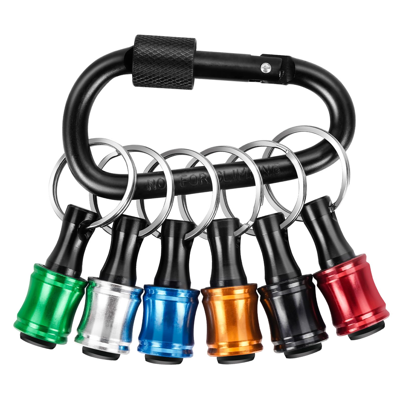 FACAINCXS 1/4 Bit Holder Keychain 6pc, 1/4 inch Hex Shank Bit Holders, Quick Release Bit Holder For Nut Driver, Screwdriver & Drill Bits w/Key Chain Carabiner