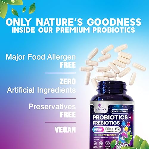 Miniatura 8 de Probióticos 100 mil millones de UFC - 10 cepas probióticas y prebióticos - Salud intestinal digestiva, apoyo inmunológico y estreñimiento ocasional,