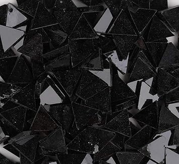 Mosaic Tiles Mixed Color Mosaic Glass Pieces Mosaic Tiles Stained Glass for Home Decoration or DIY Crafts 200 g Triangle 0.6x0.6 inch - Black