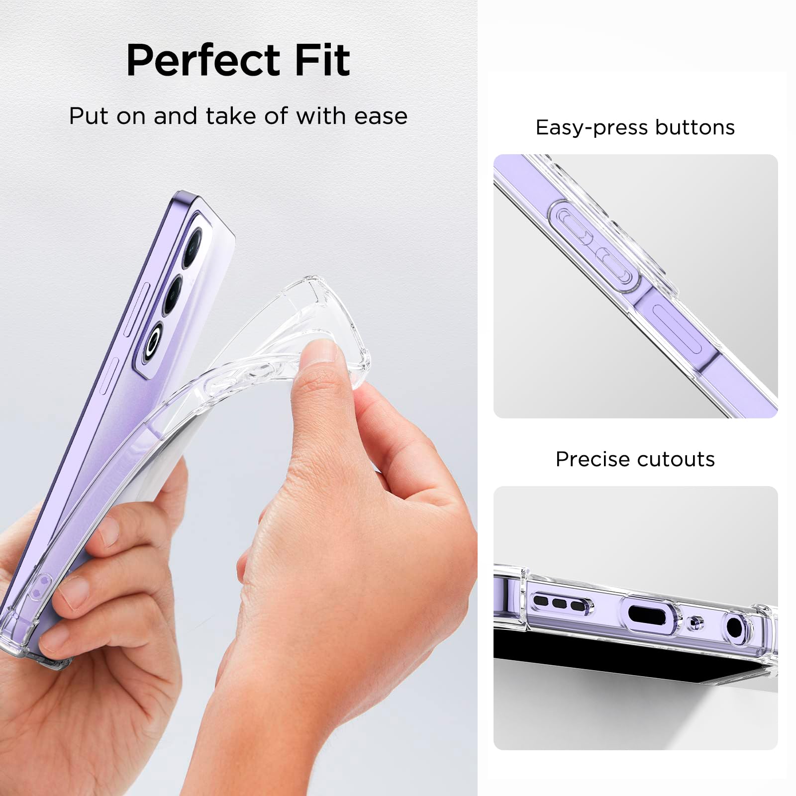 Oududianzi - Anti Ingiallimento Chiaro Cover per Oppo A80 5G, Custodia Antiurto Trasparente per Assorbimento degli Urti con Paraurti in TPU Morbido Sottile Case