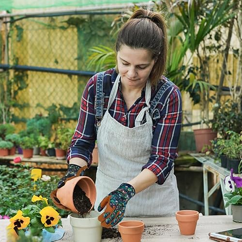 Miniatura 7 de Guantes de jardinería de cuero para mujer, guantes de jardín a prueba de espinas, guantes de trabajo para pantalla táctil, regalos