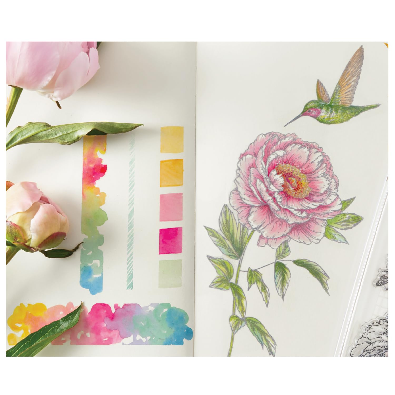 Sizzix Clear Rubber Stamp Set, Flowers & Creatures by Willow Wolfe, 7 Stamps