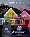 ASAHOM Permanet Outdoor Lights S107B, 72 RGBCW LEDs, AI Lighting, White | 30,000 Dynamic Effect Combination, Dual Output, Extend to 800FT, IP67 Waterproof, for Holiday Decor Daily Lighting, 100FT