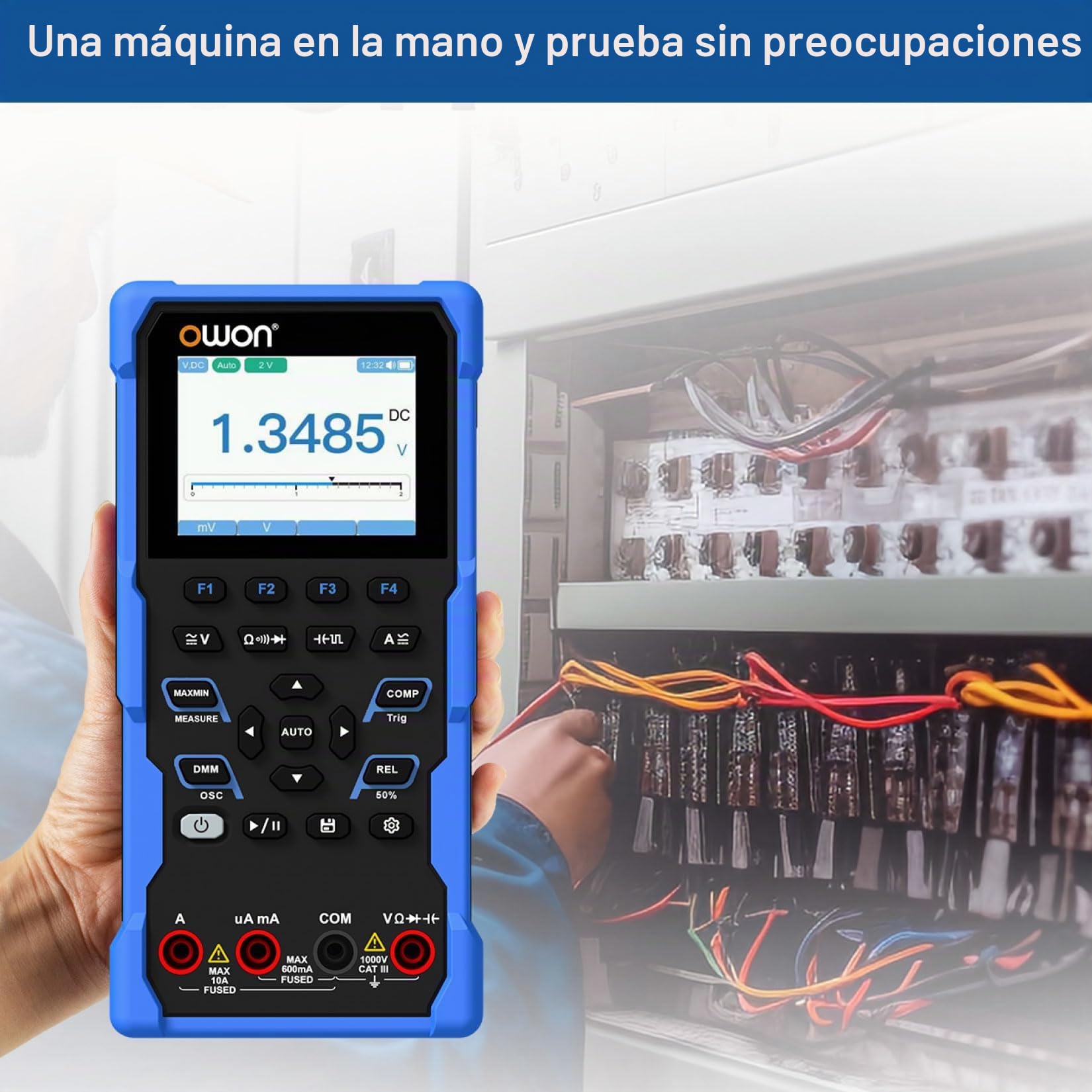 OWON HDS120 Osciloscopio Multímetro 2 en 1 de 1 MHz, multimetro de mano multifunción, multímetro digital de 20.000, pantalla IPS de 2,8 pulgadas, instrumento de prueba universal (multímetro