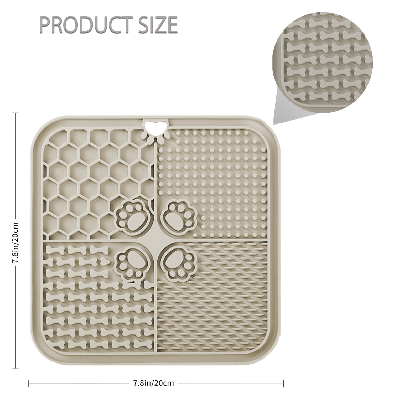 Licky Mats for Dogs and Cats Slow Feeding Lick Mats with Suction Cup, Boredom and Anxiety Reducer for Pets (2Pack Beige, 20x20 CM) - Image 2
