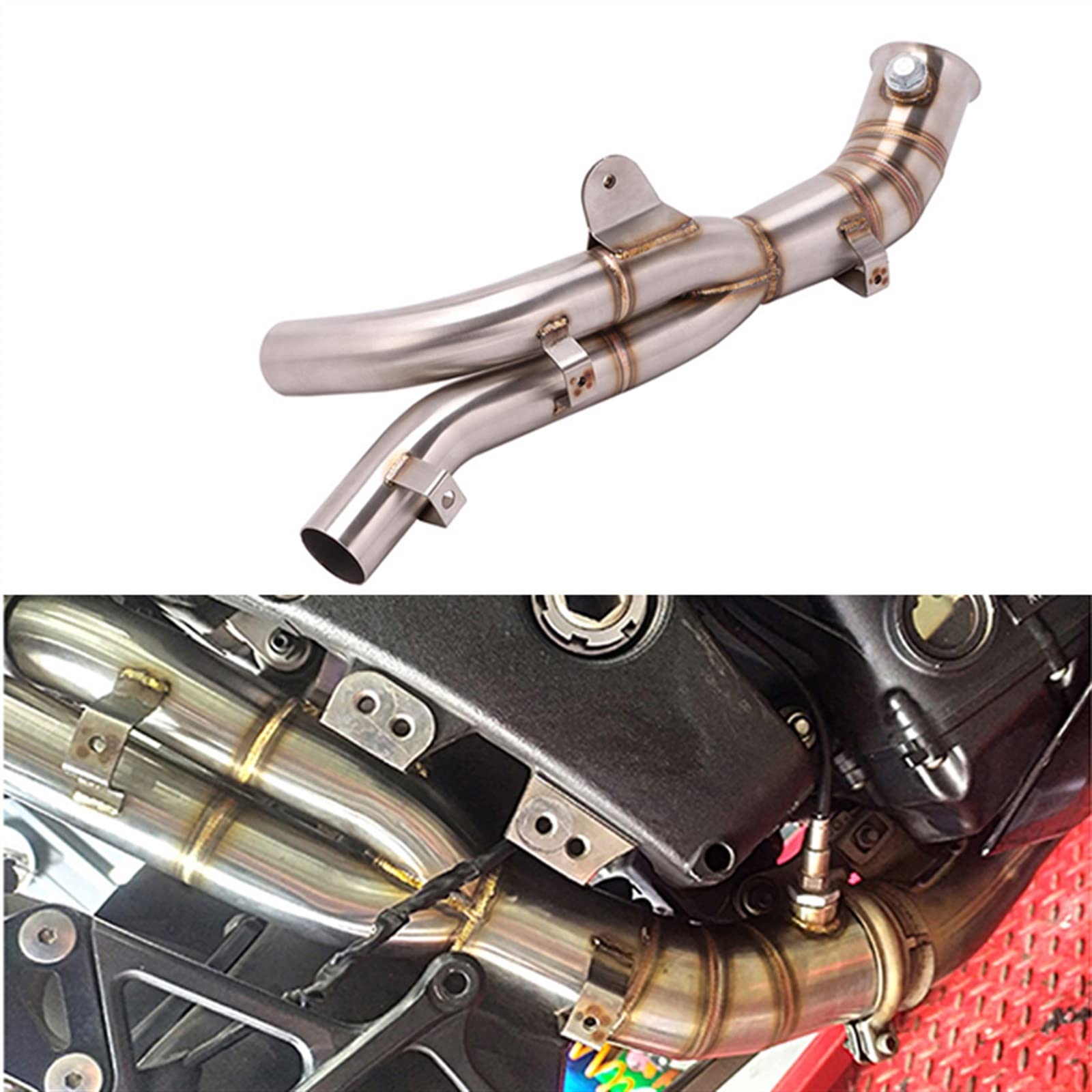 Silenziatore di Scarico Moto Modificato in Acciaio Inossidabile 51MM per Y&amaha R1 Decat Pipe 2009 2010 2011 2012 2013 2014 Middle Link Pipe Slip On Escape Moto
