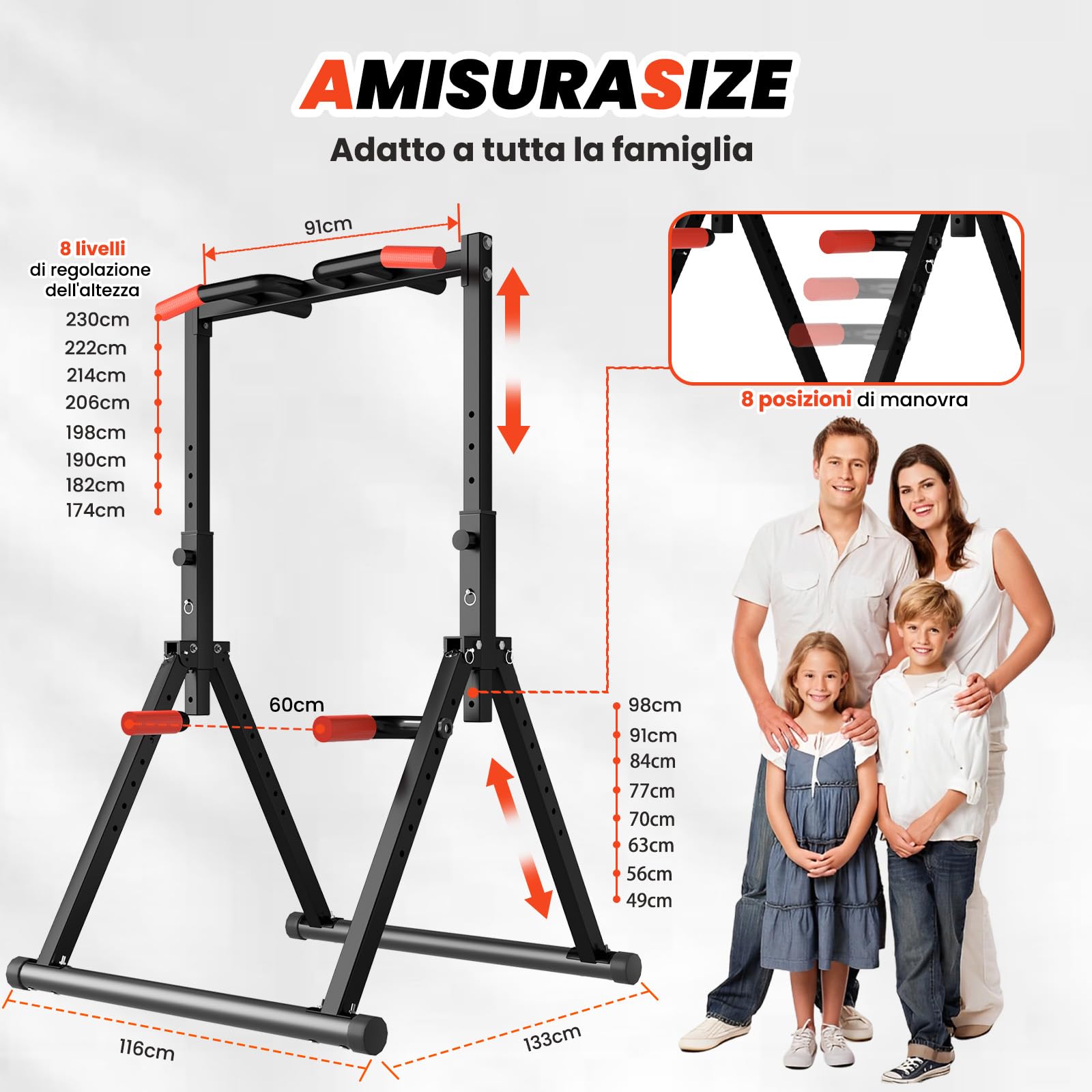 DOBESTS Power Tower Dip Station,Pieghevole Barra per trazioni autoportante，Regolabile MultifunKtional Pull Up Station Attrezzi Palestra Casa,Attrezzatura per Allenamento della Forza,Gambe Triangolari