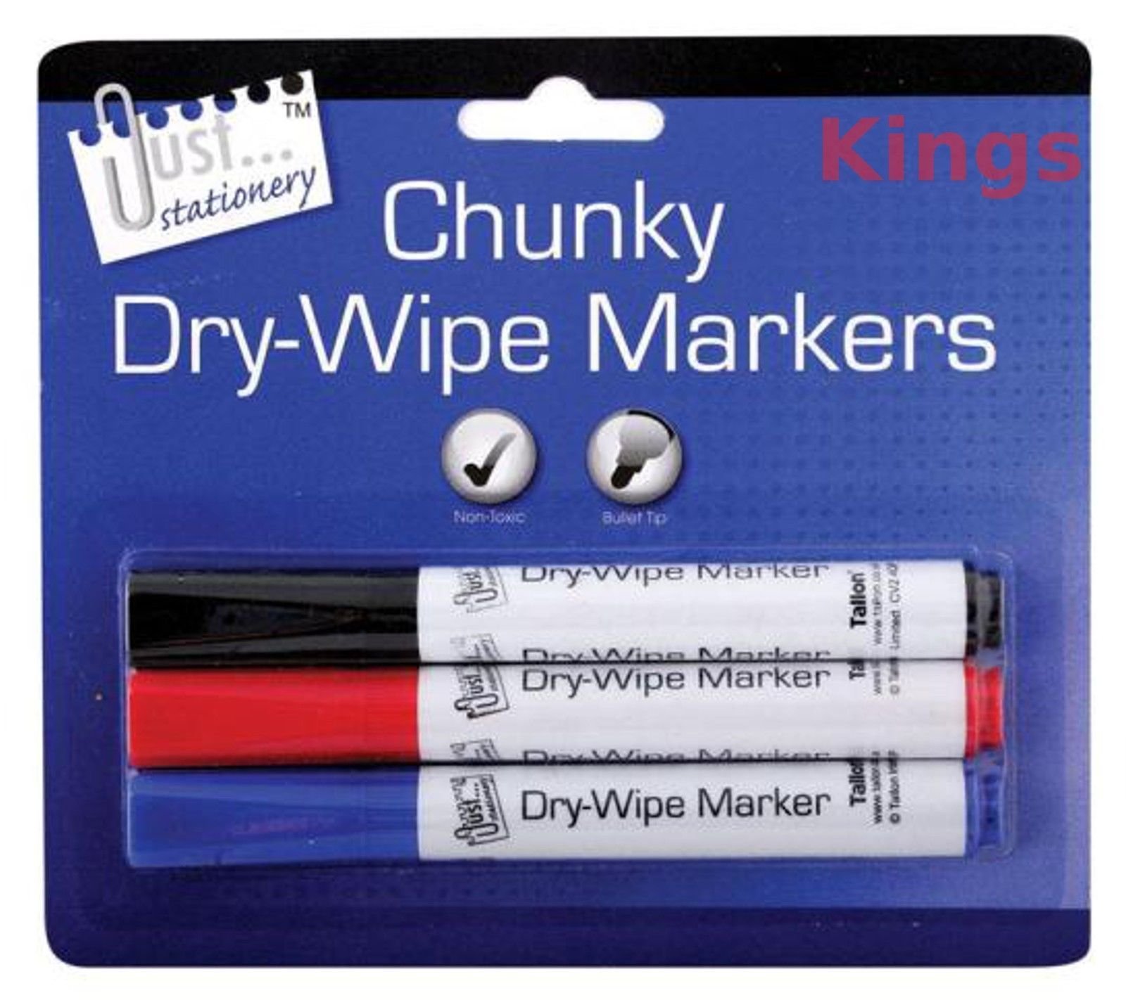 TallonJust Stationery Chunky Dry Wipe Board Markers Pack Of 3