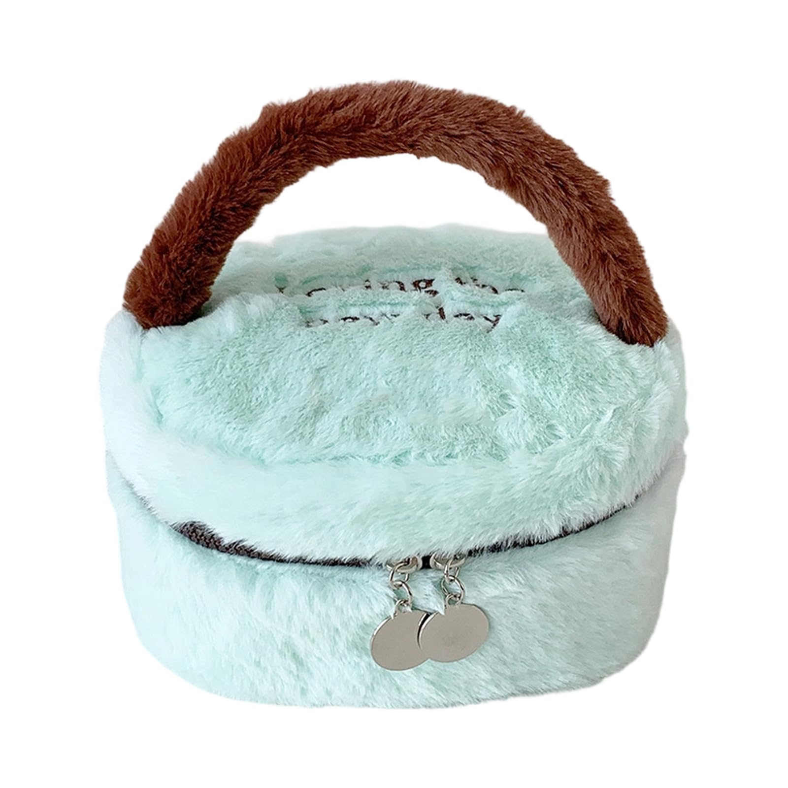 WAGHAVEN Multipurpose Plush Cosmetic Case with Sturdy Handles for Quick Access Thin Travel Bag