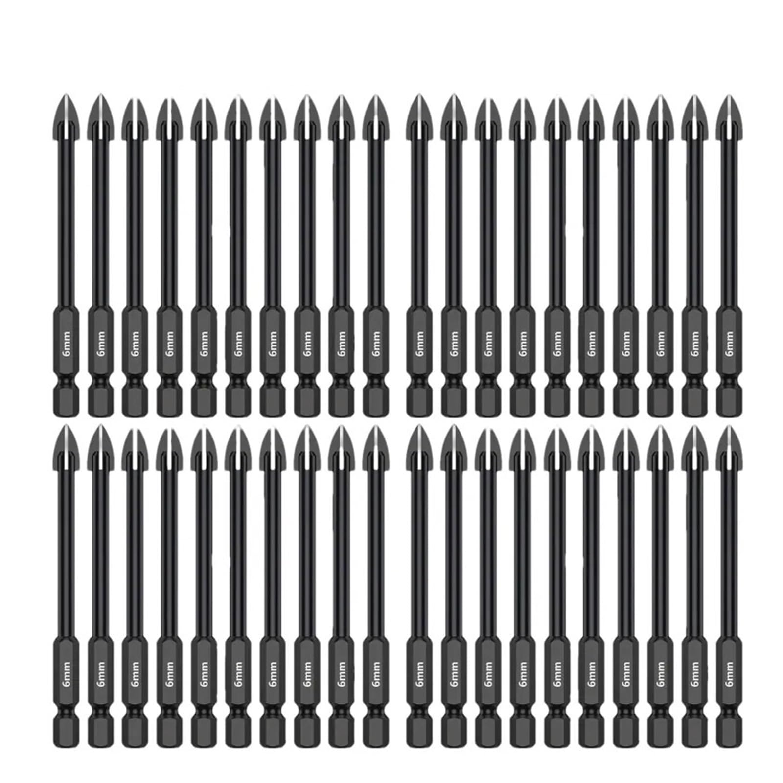 Set di punte da trapano a quattro lame 30/20 pezzi 6 mm for forare piastrelle e strumenti in calcestruzzo(20PCS 6mm)