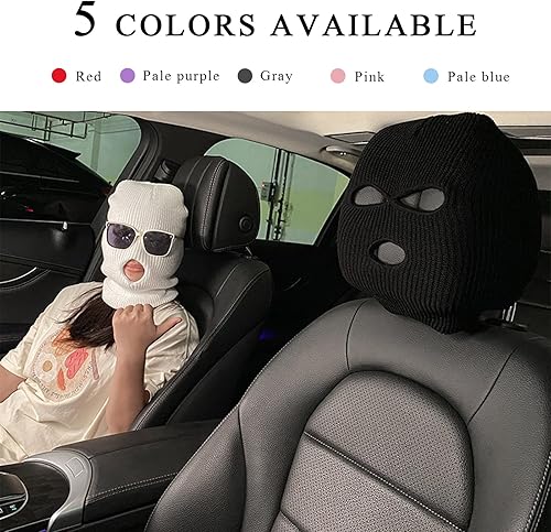 Miniatura 9 de Suvnie 2 fundas para reposacabezas de automóvil, divertida máscara de cara completa personalizada para asiento de automóvil, máscara de esquí,