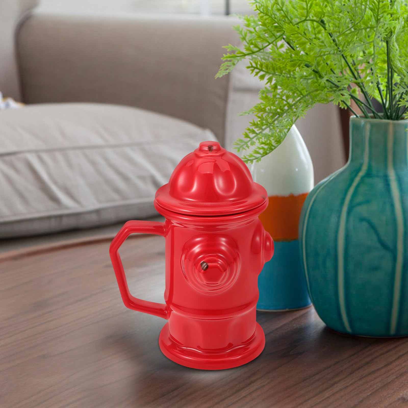 LALAFINA Feuerwehr Tasse aus Keramik 400ml mit Großem Henkel Eleganter Trinkbecher in Feuerwehrhydrant Form Vielseitig für Büro und Zuhause Geeignet