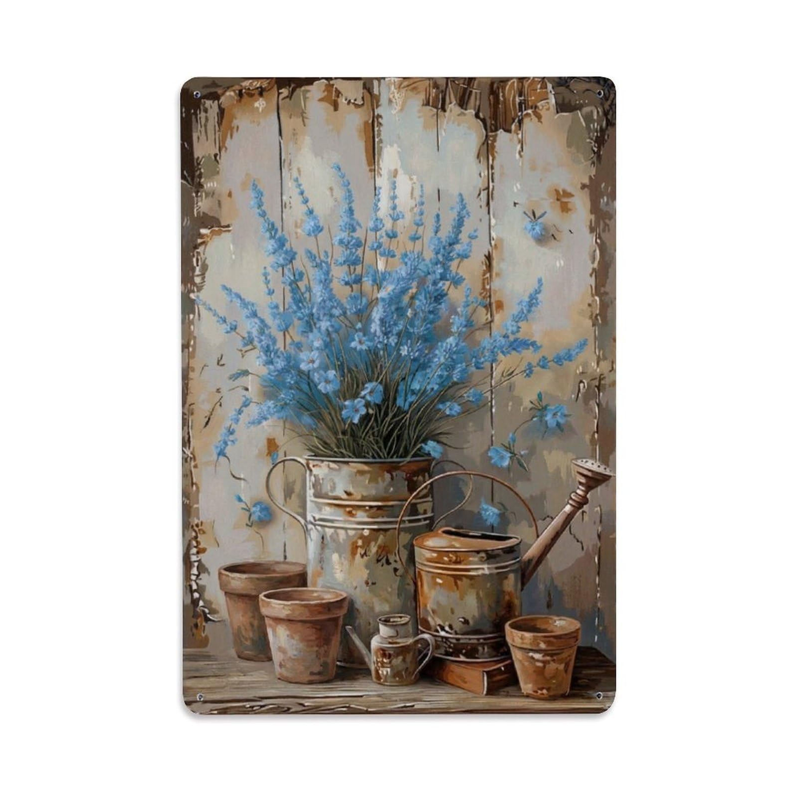 Vintage Flower Bunch Meconopsis Pastoral Aesthetics Metal Tin Sign