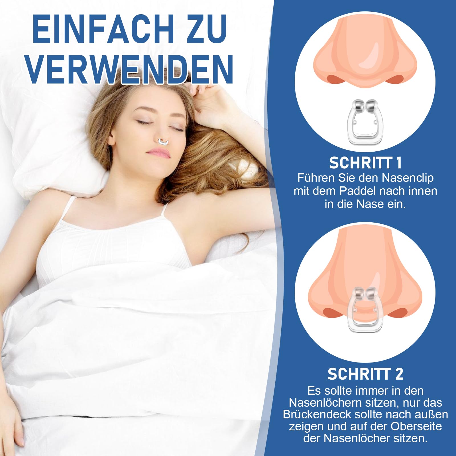 8 Piezas Clip Nasal Antirronquidos,Dilatadores Nasales para Dormir,Respirador NasalMagnetico,NasalNose Clip,Dilatador Nasal Anti-Ronquidos Reutilizable,Mejora la Respiración,Ayudar a Dormir
