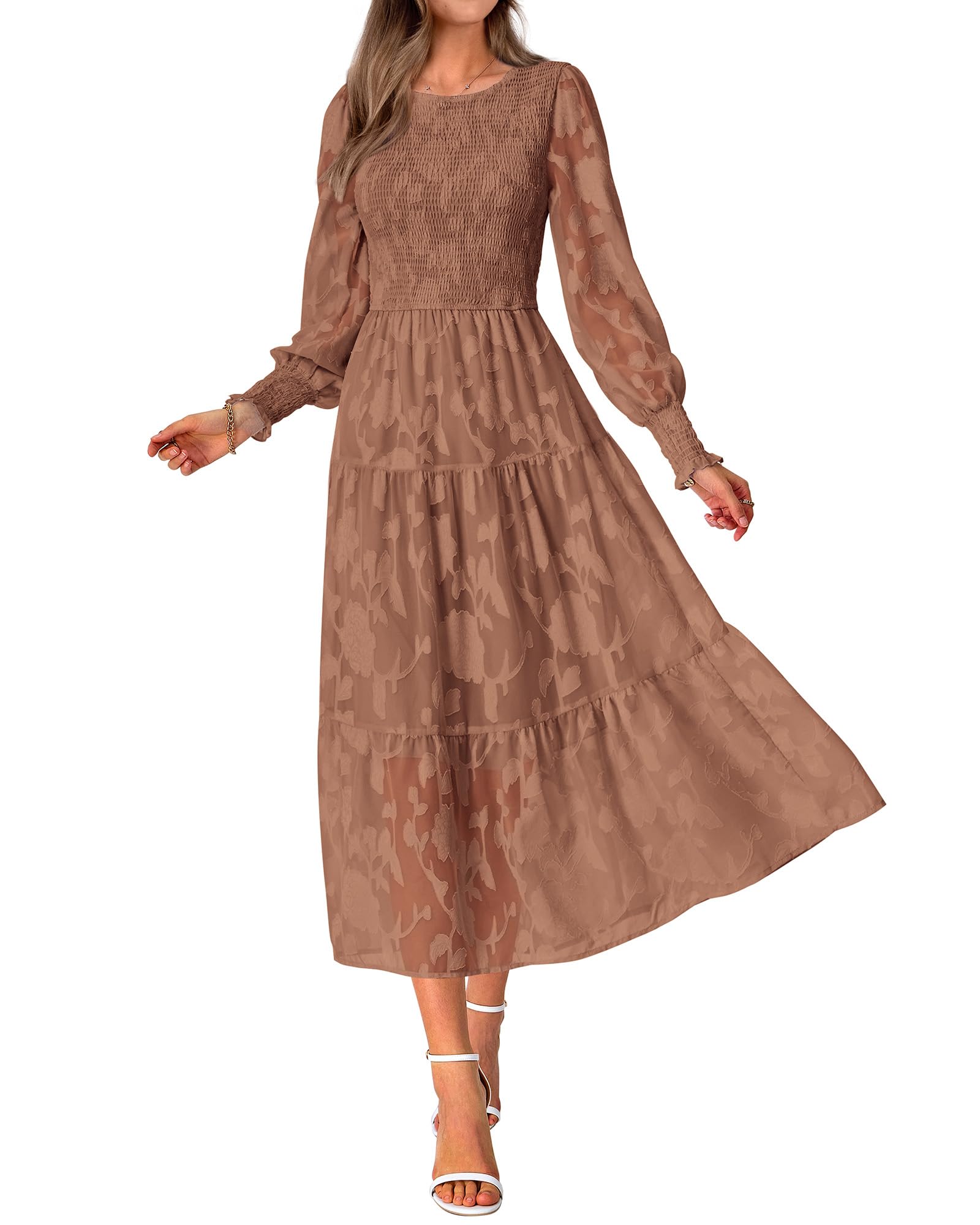 BTFBM Wedding Guest Dresses for Women Spring Fashion 2026 Casual Long Sleeve Floral Maxi Boho Homecoming Dress