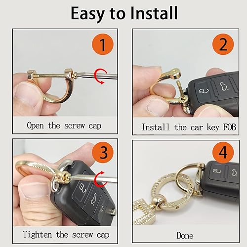 Miniatura 4 de Daemson Llavero de cuero de microfibra para automóvil, llaveros de diamantes brillantes para mujer, soporte universal para llave de automóvil con