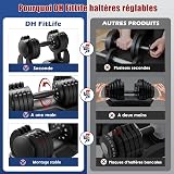 DH FitLife 2 x 12kg Adjustable Dumbbells Set | 5 Weights, Quick Adjust - 5