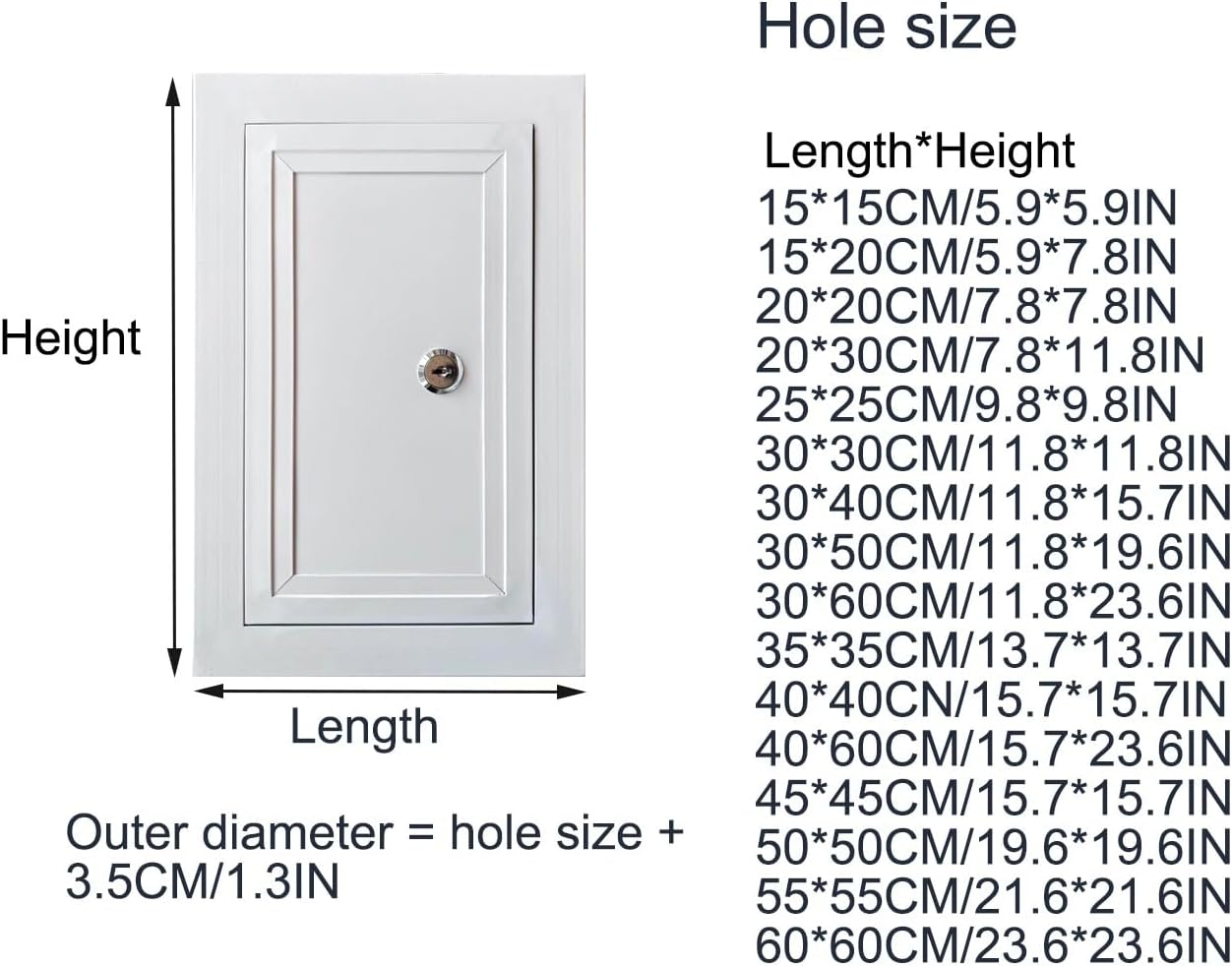 Aluminum Alloy Inspection Hatch Access Panel - Secure Wall Door with Keyed Latch, Multiple Sizes (60x60CM/23.6x23.6IN) for Easy Access and Durability