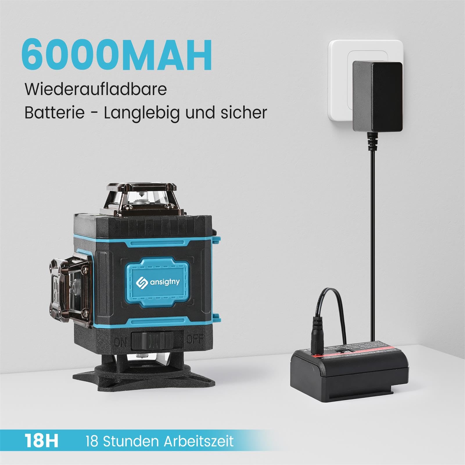 Kreuzlinienlaser mit Stativ, 4 x 360 ° Grün Laser Wasserwaage Selbstnivellierend 4D 16 Linienlaser für Baustelle Kreuzlaser Mit 1.5M Stativ, 6000mAh Wiederaufladbare Batterien, Fernbedienung