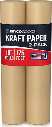 Miniatura 11 de Bryco Goods Rollo de papel kraft – 18 pulgadas x 75 pies (900 pulgadas) – Paquete de 2 – Papel de caballete blanco para dibujar, pintura, artes