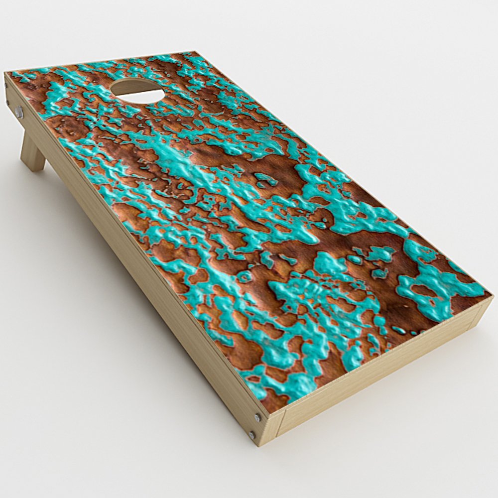Skin Decal Vinyl Wrap for Cornhole Game Board Bag Toss (2xpcs.) Skins Stickers Cover/Blue Copper Patina