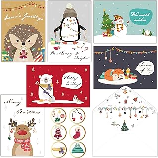 Christmas Cards - 36 Merry Christmas Greeting Cards with Envelopes - 6 Assorted Designs Boxed for Easy Storage - Bulk Greeting and New Years Cards - 4" x 6"
