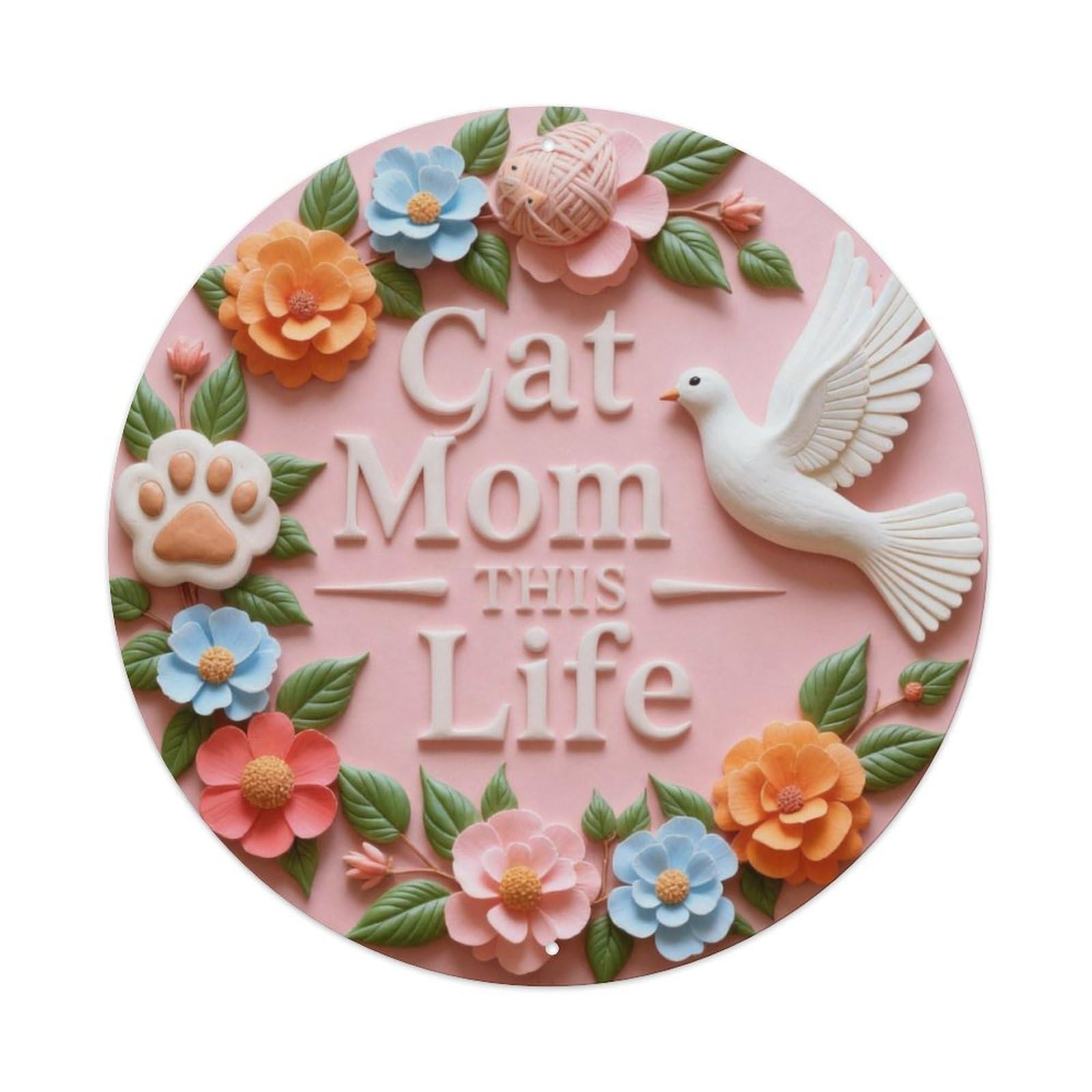 Cat Mom Life Metal Tin Sign Plaque