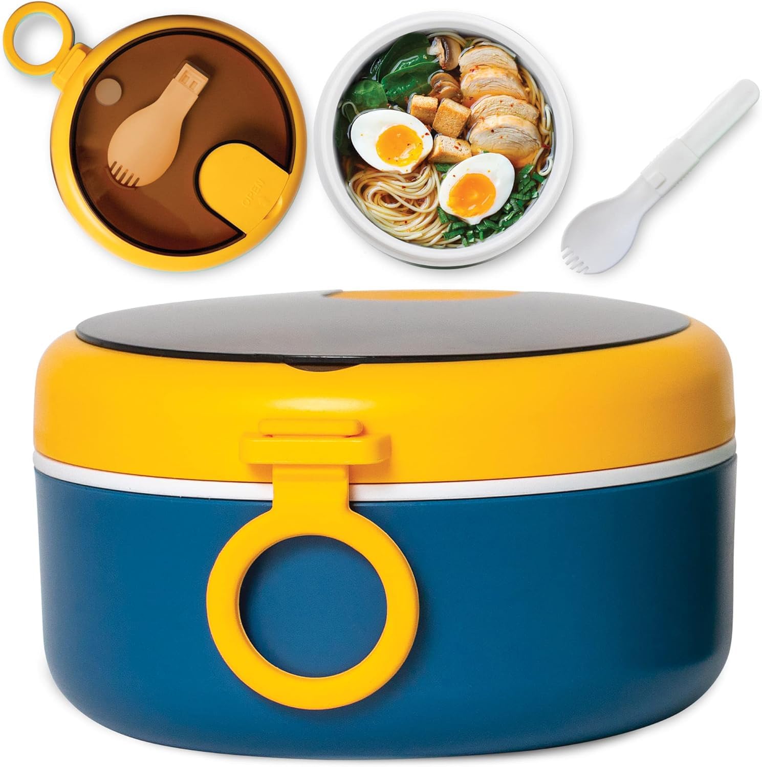Azonee Ramen Bowl Set, Microwave-Safe Ramen Pot Soup Bowl, Can Hold and Eat Noodles • Comes with A Leak-Proof Lid That Is Easy to Clean • Freezer-Friendly • Suitable for Dormitories, Offices, Homes